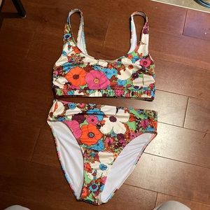 WRAY acid floral bathing suit size Medium